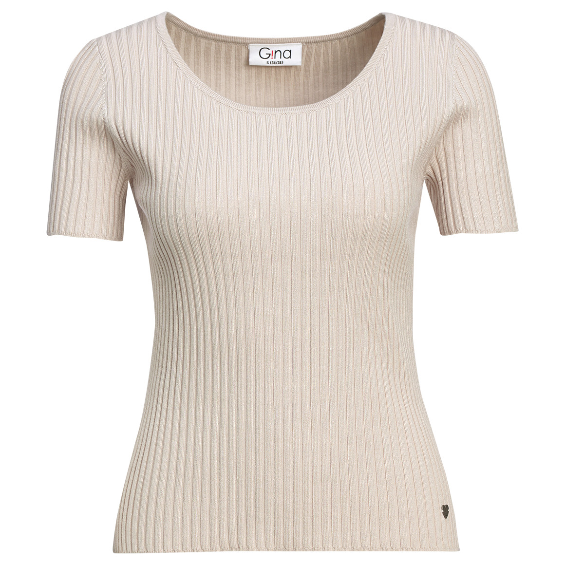 Damen Kurzarm-Strickpullover mit Rippstruktur von Gina