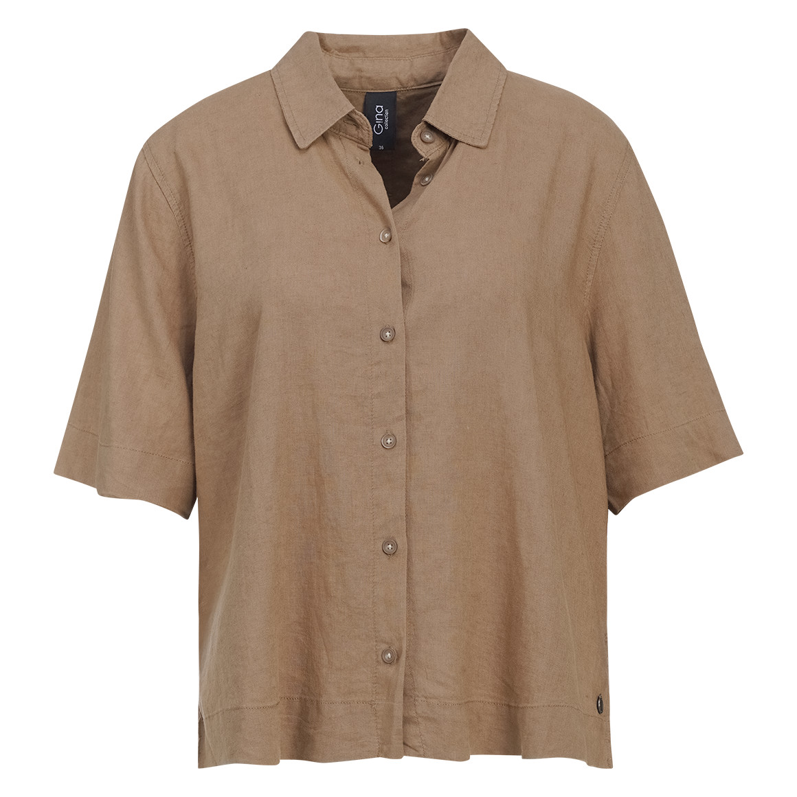 Damen Leinen-Bluse mit Hemdkragen von Gina