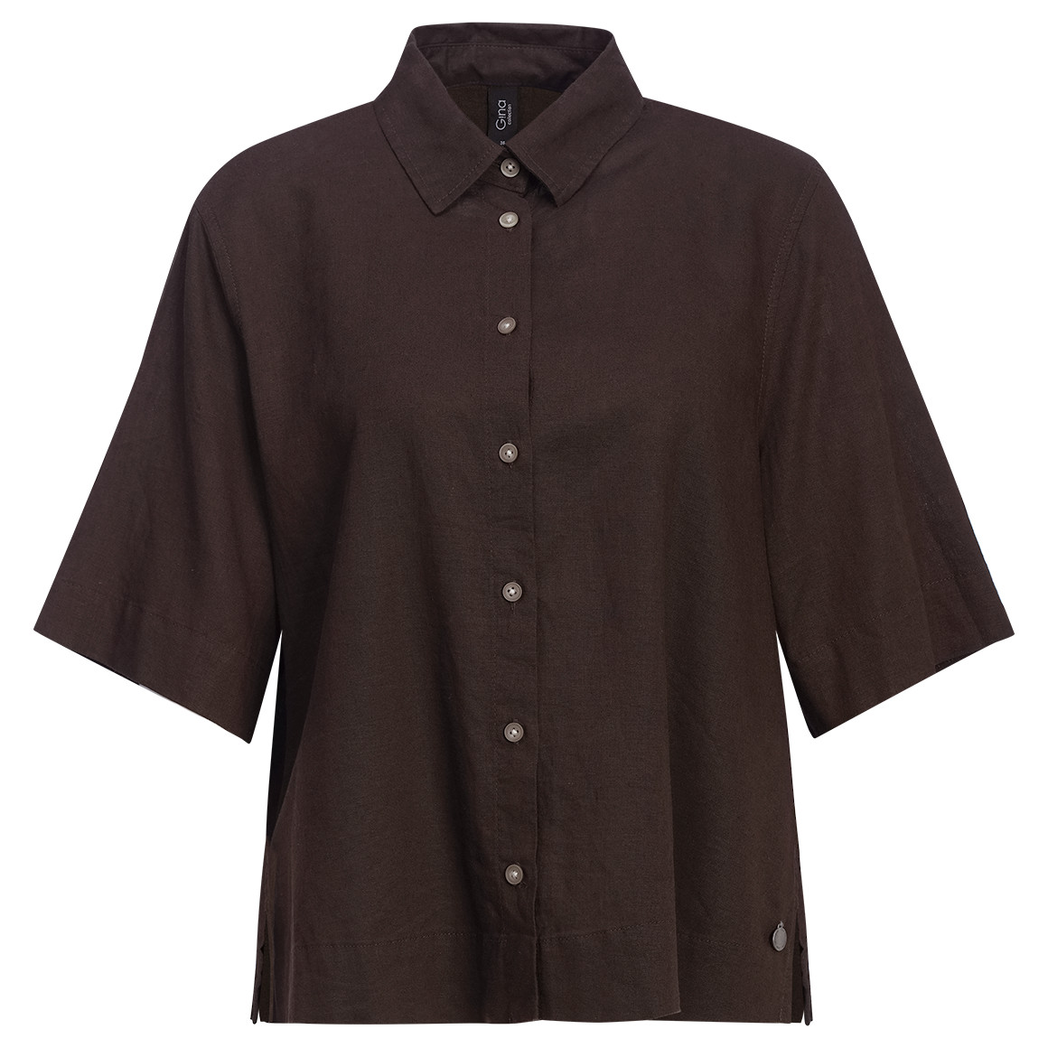 Damen Leinen-Bluse mit Hemdkragen von Gina