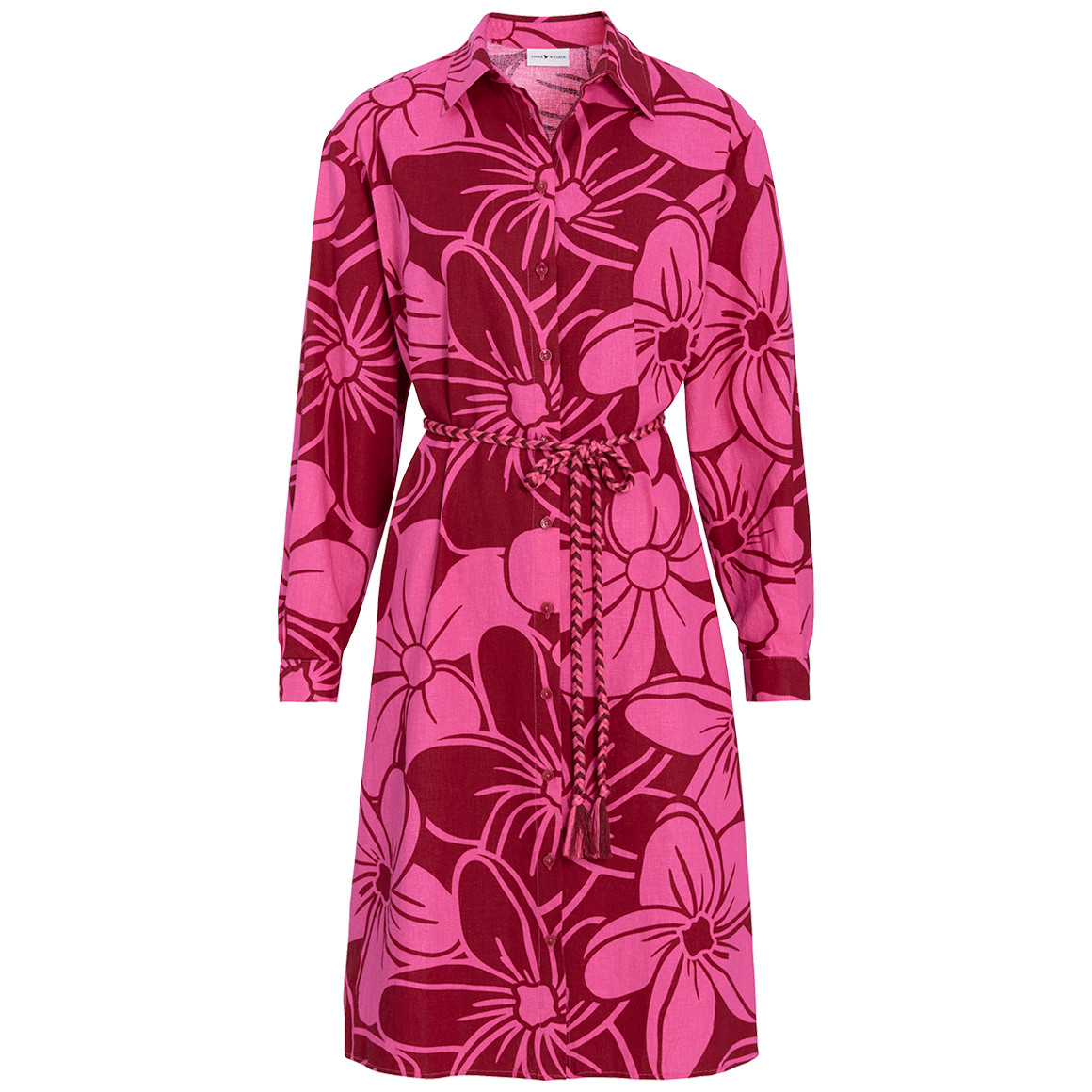 Damen Leinen-Hemdkleid mit Blumen-Allover von Gina