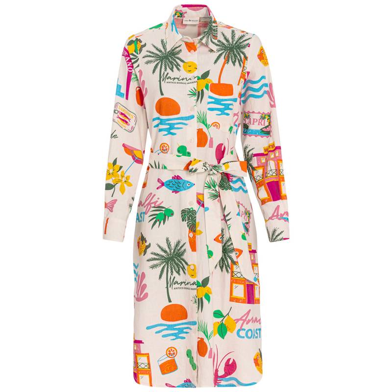 Damen Leinen-Hemdkleid mit Urlaubs-Allover von Gina