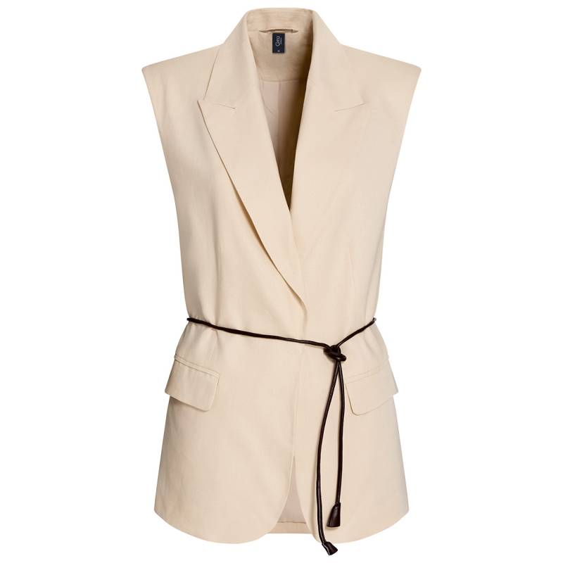 Damen Leinen-Weste mit Bindegürtel von Gina