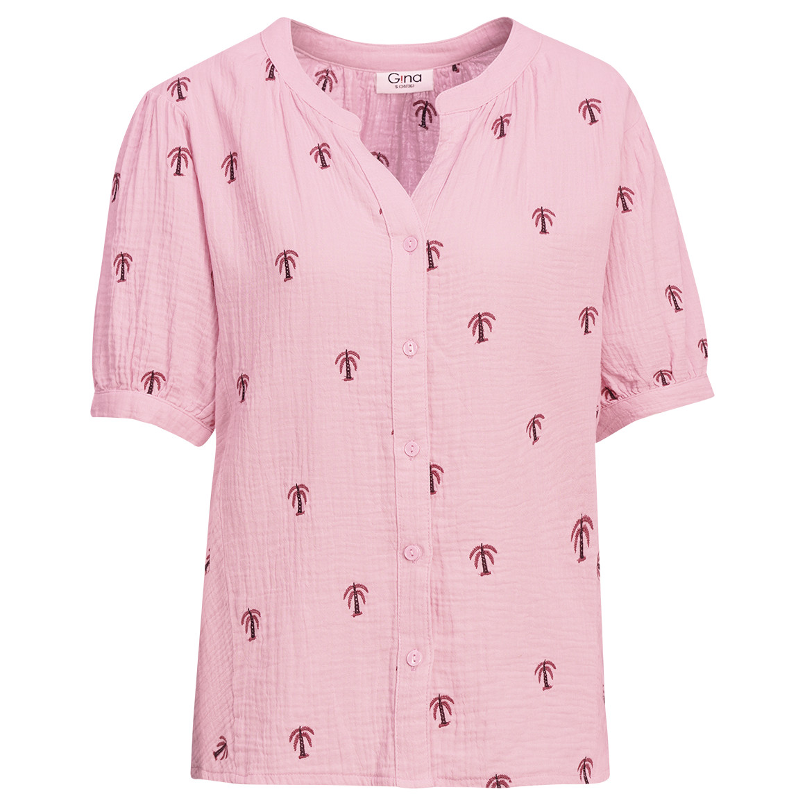 Damen Musselin-Bluse mit Palmen-Stickerei von Gina