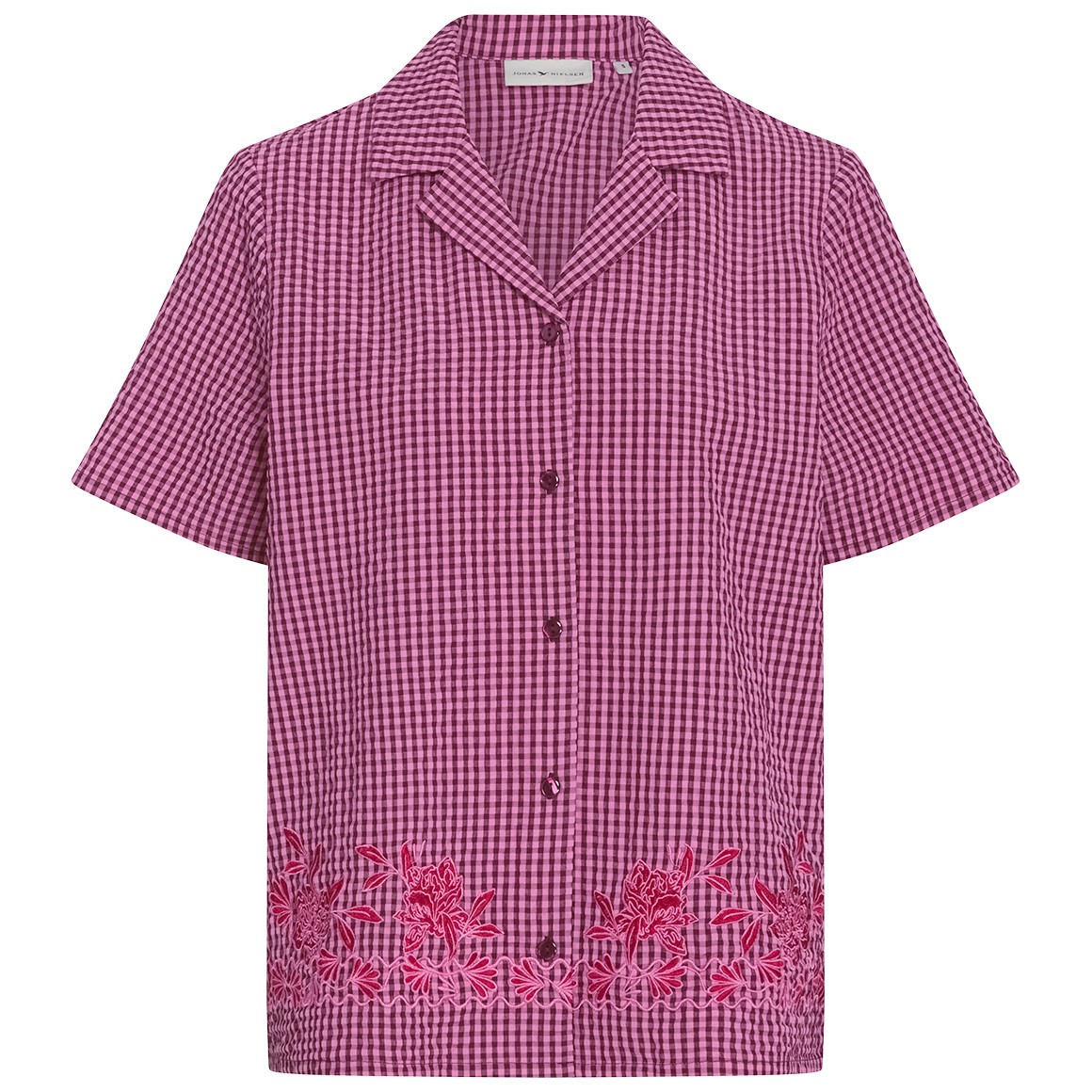 Damen Seersucker-Bluse mit Stickerei von Gina