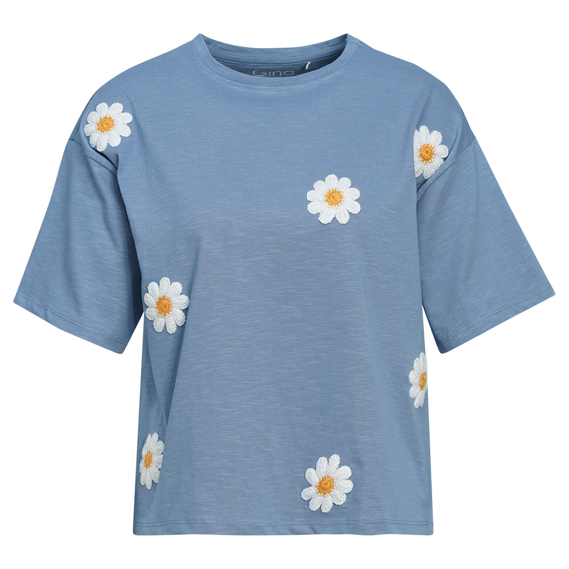 Damen Shirt mit Blumen-Applikation von Gina