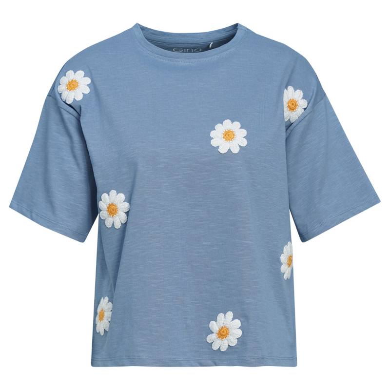 Damen Shirt mit Blumen-Applikation von Gina