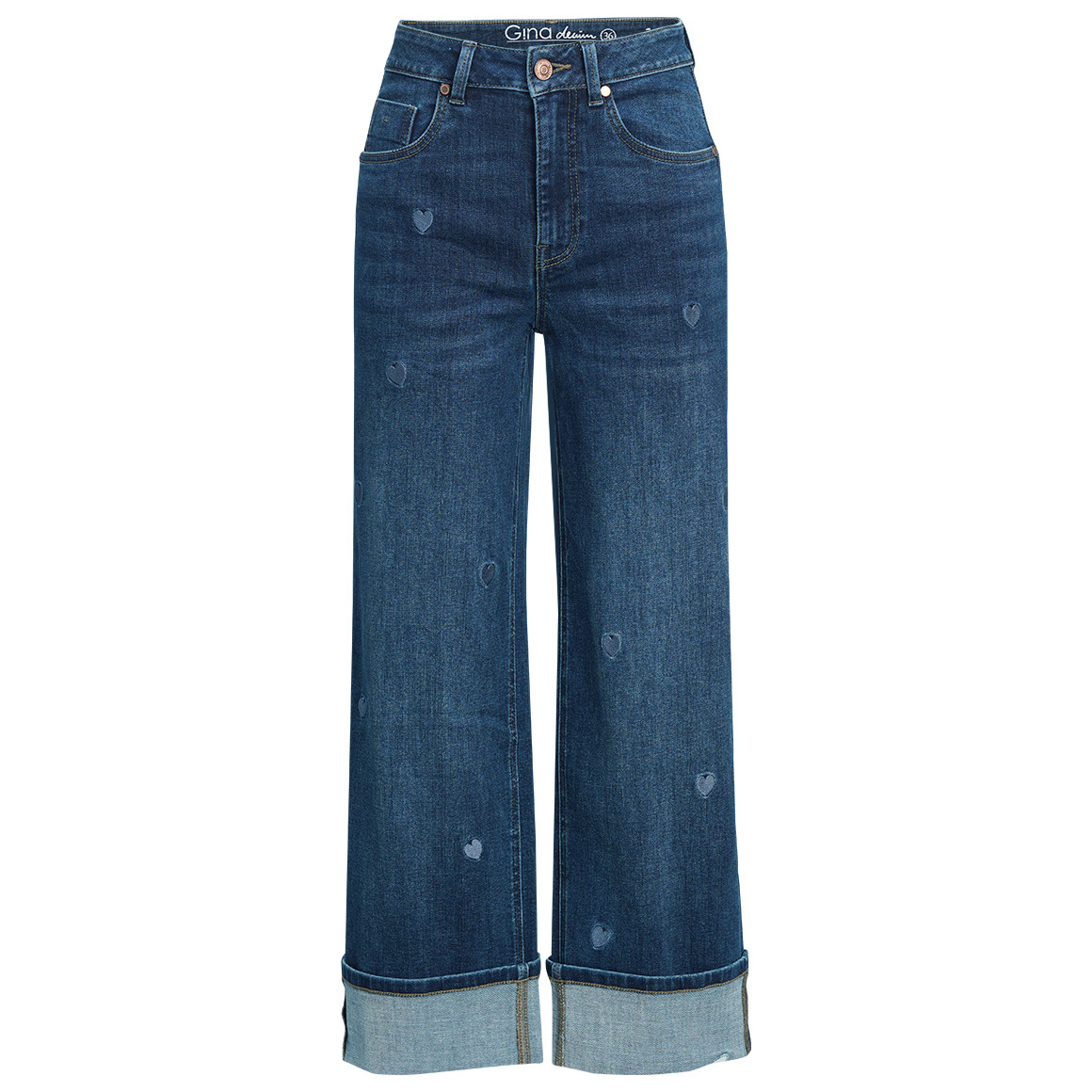 Damen Straight-Jeans mit Allover-Stickerei von Gina