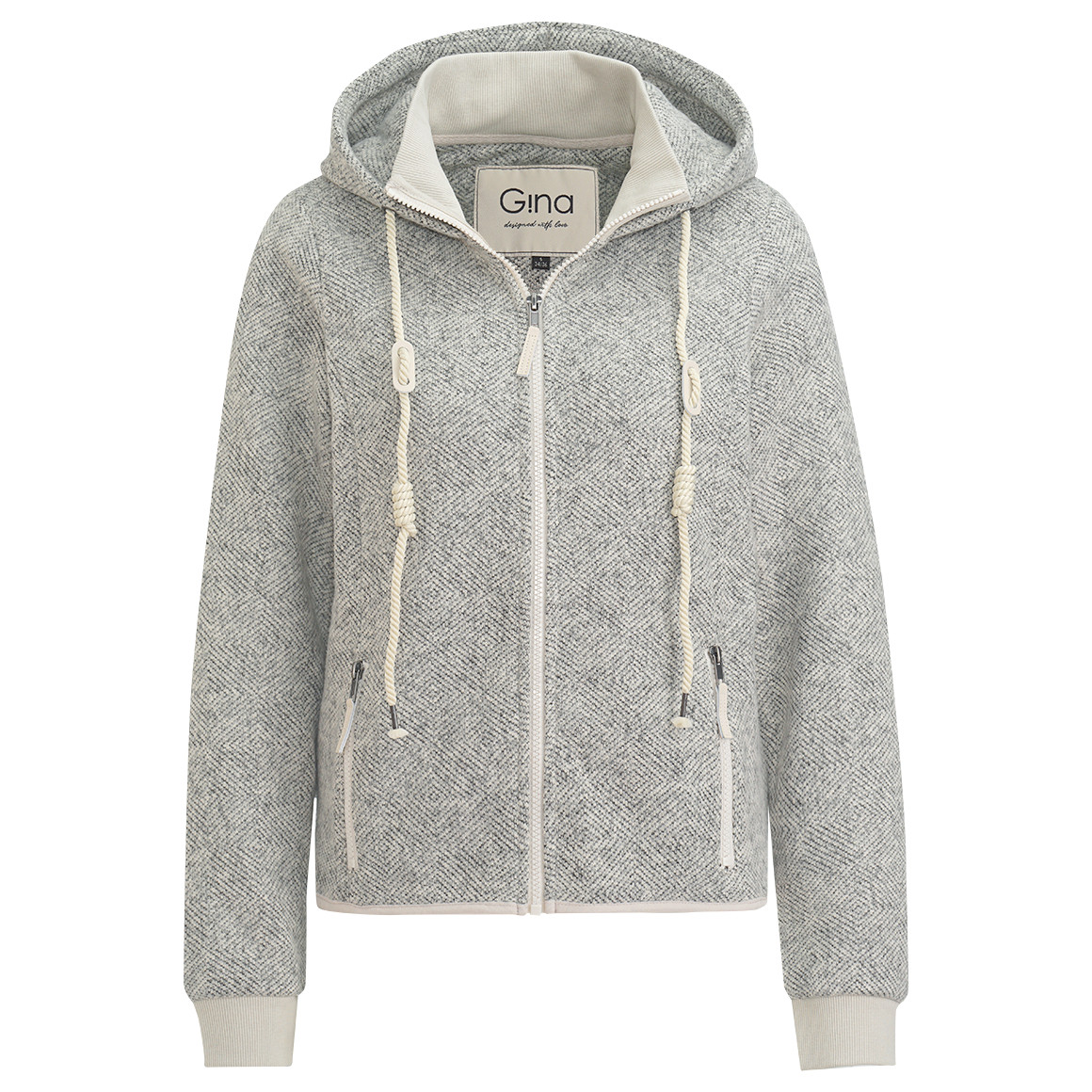 Damen Strickfleece-Jacke mit Kapuze von Gina
