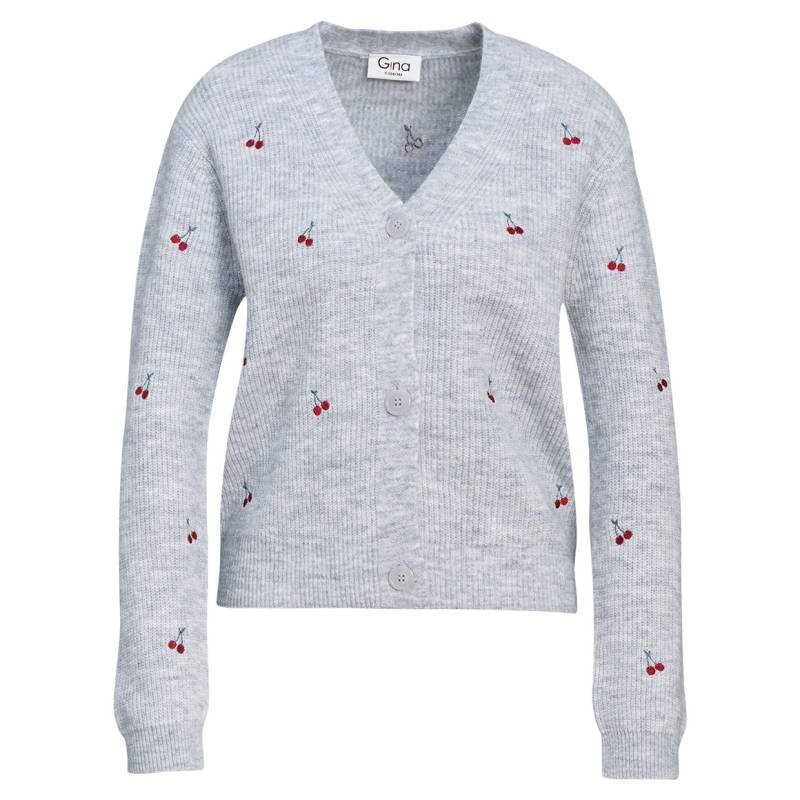 Damen Strickjacke mit Kirsch-Stickerei von Gina