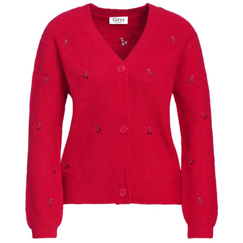 Damen Strickjacke mit Kirsch-Stickerei von Gina