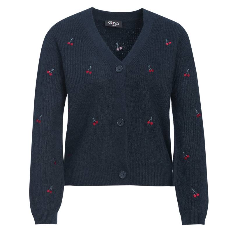 Damen Strickjacke mit Kirsch-Stickerei von Gina