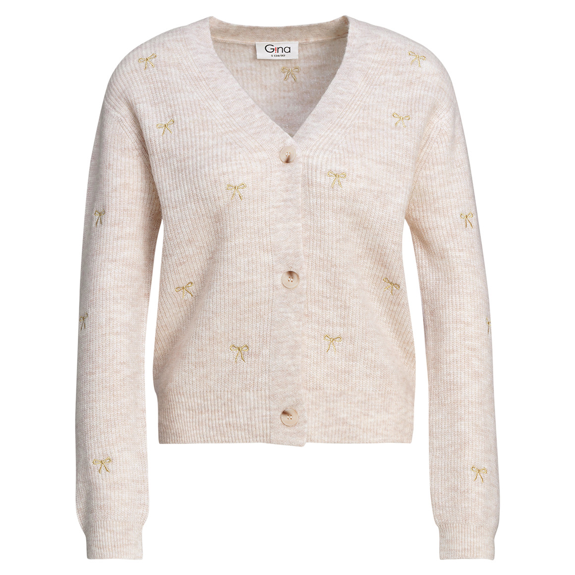 Damen Strickjacke mit Schleifen-Allover Damen Strickjacke mit Schleifen-Allover von Gina