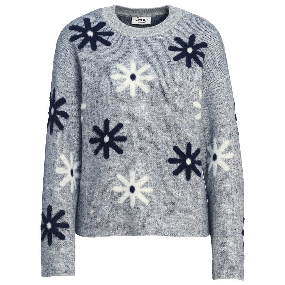 Damen Strickpullover mit Blumen-Allover von Gina