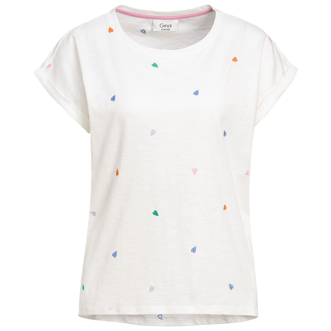 Damen T-Shirt mit Herz-Stickerei Damen T-Shirt mit Herz-Stickerei von Gina