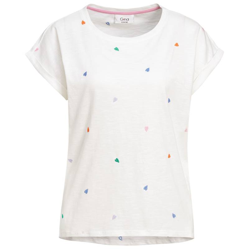 Damen T-Shirt mit Herz-Stickerei von Gina