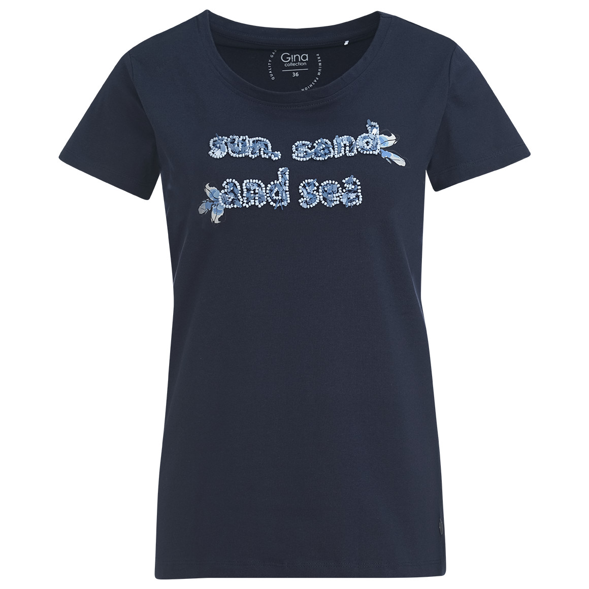 Damen T-Shirt mit Perlen-Schriftzug Damen T-Shirt mit Perlen-Schriftzug von Gina