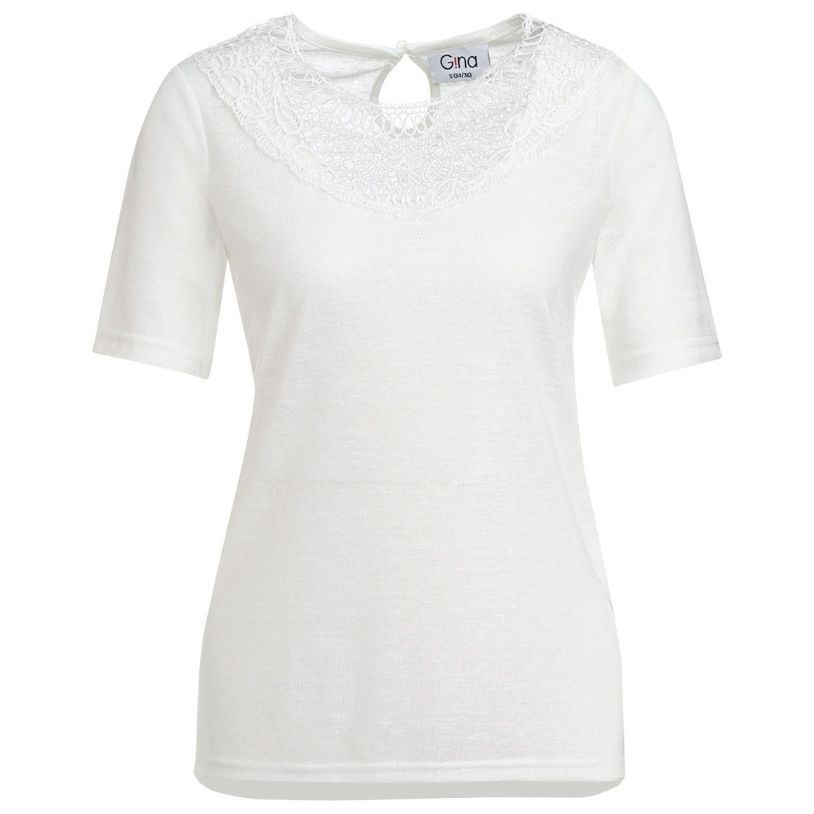 Damen T-Shirt mit Spitzenausschnitt von Gina