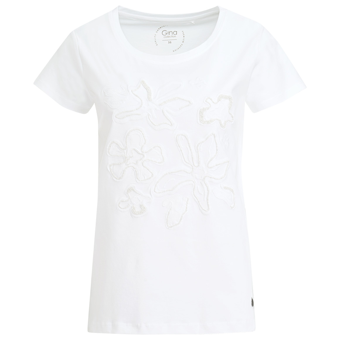 Damen T-Shirt mit Stickerei und Perlen Damen T-Shirt mit Stickerei und Perlen von Gina