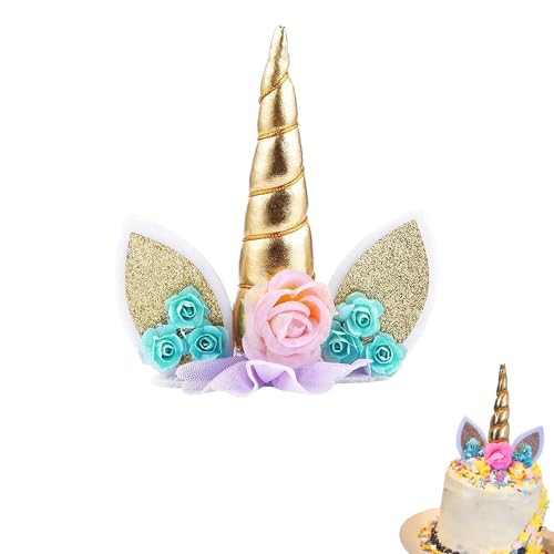 Einhorn Kuchen Topper,Einhorn Kuchendeko Geburtstag Set mit Einhorn Tortenaufleger für Jungen Mädchen Kinder Babyparty Geburtstag Hochzeitsfeier Dekoration von Ginddy