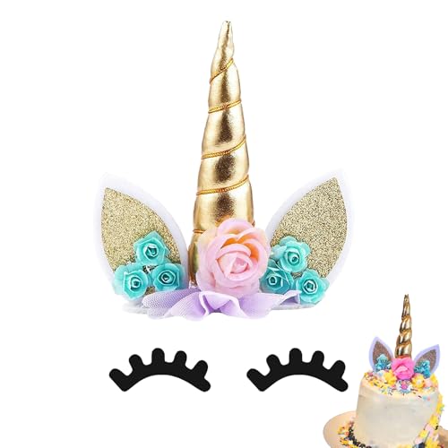 Goldenes Einhorn-Tortenaufleger-Set | Wiederverwendbare Glitzer-Hörner & Ohren + Wimpern | Party-Dekorationen für Mädchen-Geburtstagspartys Hochzeiten & Regenbogen-Torten Goldenes Einhorn-Tortenaufleger-Set | Wiederverwendbare Glitzer-Hörner & Ohren + Wimpern | Party-Dekorationen für Mädchen-Geburtstagspartys Hochzeiten & Regenbogen-Torten von Ginddy