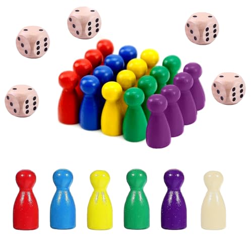 Spielfiguren Für Brettspiele,60 Pcs Holzpuppen Spielfiguren für Brettspiele Bunte Spielfiguren aus Holz für Tabletop-Marker Schachfiguren und Anderes Spielzubehör von Ginddy
