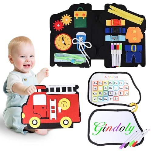 Gindoy Busy Board Montessori Spielzeug ab 1 2 3 4 Jahre, Tragbar Activity Board & Early Development für Kleinkinder, Baby Lernspielzeu, Jungen Mädchen für Reise Auto Flugzeug von Gindoly