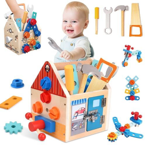 Gindoly Montessori Kinder Werkzeugkoffer Spielzeug ab 2 Jahren, 32 Stück Holzspielzeug Geschenke für 3 4 5 6 Jahre alte Kindergarten Jungen und Mädchen, kinderspielzeug Geschenk für Kindergeburtstag Gindoly Montessori Kinder Werkzeugkoffer Spielzeug ab 2 Jahren, 32 Stück Holzspielzeug Geschenke für 3 4 5 6 Jahre alte Kindergarten Jungen und Mädchen, kinderspielzeug Geschenk für Kindergeburtstag von Gindoly