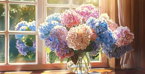 Ginfonr Puzzle 1000 Teile, Hortensie Puzzle Erwachsene Herausforderndes Rätsel,Nachmittag Puzzlespiele Für Die Ganze Familie, EIN Festliches Geschenk Für Freunde in Einer Schönen Verpackung von Ginfonr