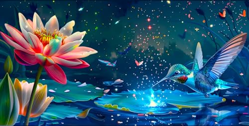 Ginfonr Puzzle 1000 Teile, Kolibri Puzzle Erwachsene Herausforderndes Rätsel,Blumen Puzzlespiele Für Die Ganze Familie, EIN Festliches Geschenk Für Freunde in Einer Schönen Verpackung von Ginfonr