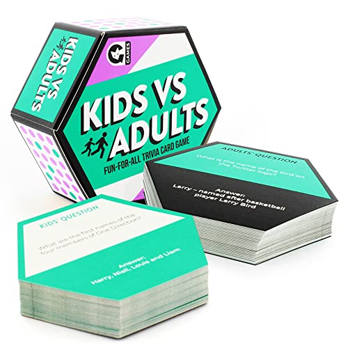 Ginger Fox Kids vs Adults Fun-for-All Trivia Card Game, Family Games for Ages 8+, Show Who's The Boss by Correctly Answering Trivia Cards, Fun Games for Family Game Night, Birthday & Christmas Parties von Ginger Fox