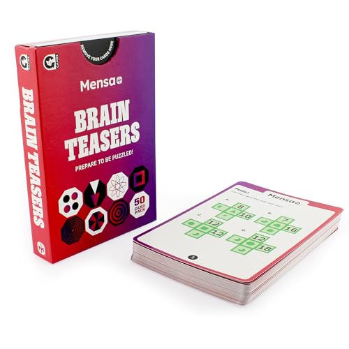 Ginger Fox Offizielles Mensa Brainteasers Challenge-Kartenspiel – Vorbereitung auf Puzzeln – Enthält 50 doppelseitige Karten, 0112.1304.73.BTC.OSZ von Ginger Fox