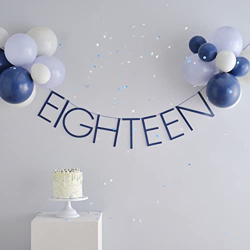 Ginger Ray 18th Birthday Party Ballon-Wimpelkette – Achtzehn, Blau, Grau, Marineblau, M von Ginger Ray