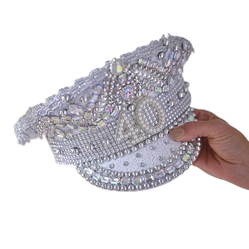 Ginger Ray 40th Birthday Silver Embellished Sequin Hat Milestone Party Wearable Accessory von Ginger Ray