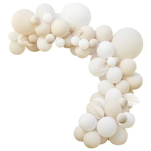 Ginger Ray Ballon-Bogen-Girlande, Party-Hintergrund-Set, 80 Latex-Luftballons, Größe XL, Weiß/Cremefarben von Ginger Ray