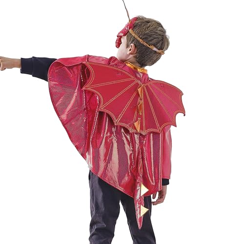 Ginger Ray Roter Drachenumhang für Jungen mit Schuppen, Flügeln, Schwanz und Stacheln für Geburtstage und Kostümpartys. Alter: 3–7 Jahre von Ginger Ray