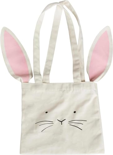 Ginger Ray Canvas Printed Tote Bag with 3D Bunny Ears for Easter Egg Hunts, Cream von Ginger Ray