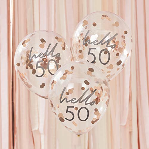 Ginger Ray Deko-Konfetti-Luftballons "Hello 50", Rotgold, 5 Stück Ginger Ray Deko-Konfetti-Luftballons "Hello 50", Rotgold, 5 Stück von Ginger Ray