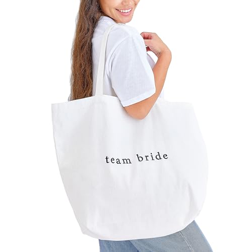 Ginger RayGestickte „Team Bride“-Einkaufstasche aus weißem Stoff für den Junggesellinnenabschied, 55 cm x 72 cm von Ginger Ray