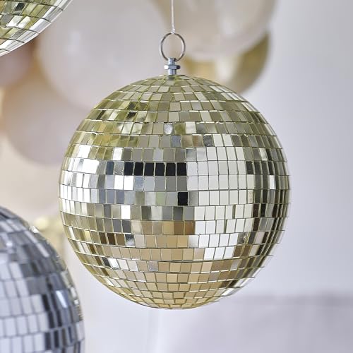 Ginger Ray Gold Disco Ball Hanging Party Decoration for Birthdays or New Year's Eve Parties 20cm von Ginger Ray