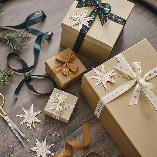 Ginger Ray Gold Star Ribbon and Gift Tags Weihnachts-Geschenkpapier-Set von Ginger Ray