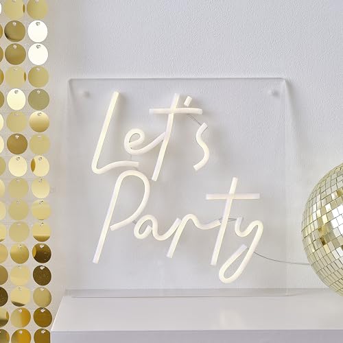 Ginger Ray 'Let's Party' Warm White LED Neon Wall Light Birthday Party Decoration 29.5cm x 29.5cm von Ginger Ray