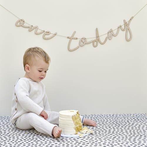 Ginger Ray 'One Today' Wooden Letter Bunting Garland Baby's 1st Birthday Hanging Decoration 1.5m von Ginger Ray