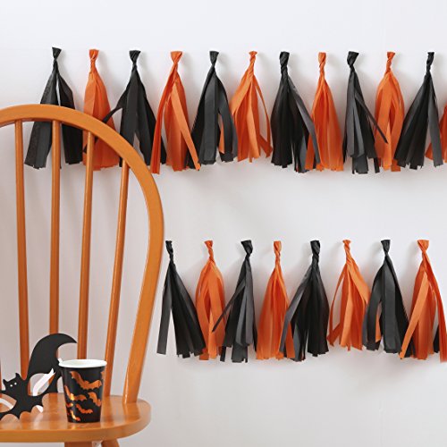 Ginger Ray Orange and Black Tissue Tassel Kürbis-Party von Ginger Ray