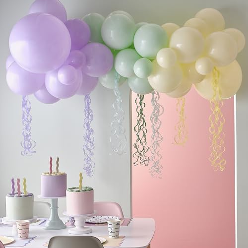 Ginger Ray Pastel Balloon Arch with 45 Latex Balloons and Curly Paper Steamers Party Decoration von Ginger Ray