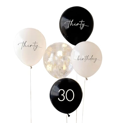 Ginger Ray Schwarze, hautfarbene, cremefarbene und goldene Partyballons zum 30. Geburtstag, Nude, Schwarz, Creme, Champagner von Ginger Ray