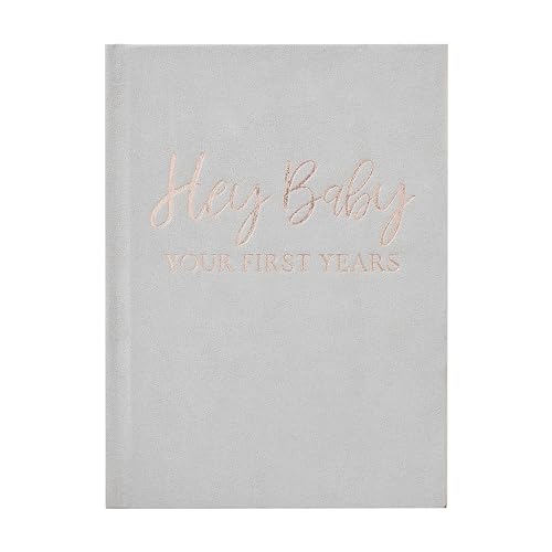 Ginger Ray Shower Grey and Rose Gold Baby Tagebuch mit festem Einband aus Veloursleder von Ginger Ray