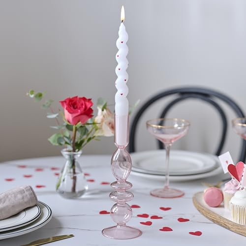 Ginger Ray Valentine's Day Rosa getönter Glasblasen-Kerzenhalter, Tischdekoration, Pink, 22 cm von Ginger Ray