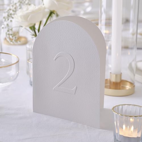 Ginger Ray White Embossed Free Standing Card Table Numbers Wedding Table Decoration 12 Pack von Ginger Ray