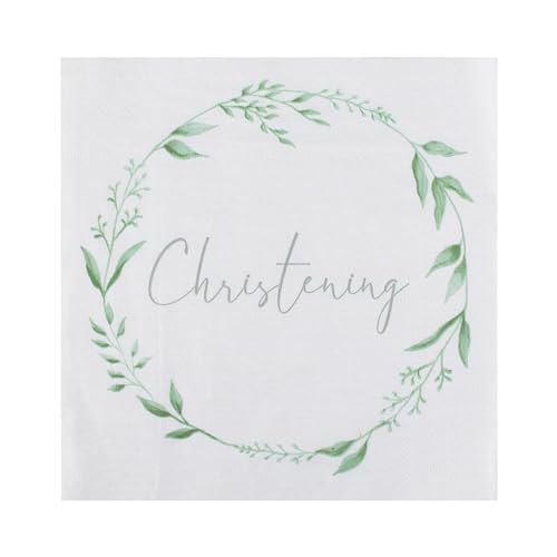 Ginger Ray White and Green Botanical Papierservietten zur Taufe, 16 Stück, Weiß, Grün, 16.5cm Ginger Ray White and Green Botanical Papierservietten zur Taufe, 16 Stück, Weiß, Grün, 16.5cm von Ginger Ray