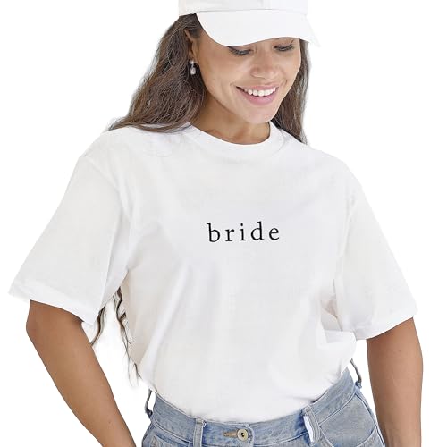 Ginger Ray Weißes, besticktes „Braut“-T-Shirt für Damen, Junggesellinnenabschiedsoberteil, Größe: 38-38 von Ginger Ray